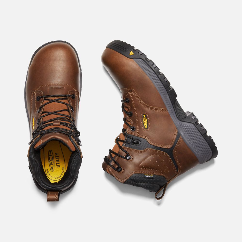 Botte de Travail Keen Homme Marron | Chicago 6\" Internal Met Waterproof (Carbon-Fiber Toe) | SCXAE-4